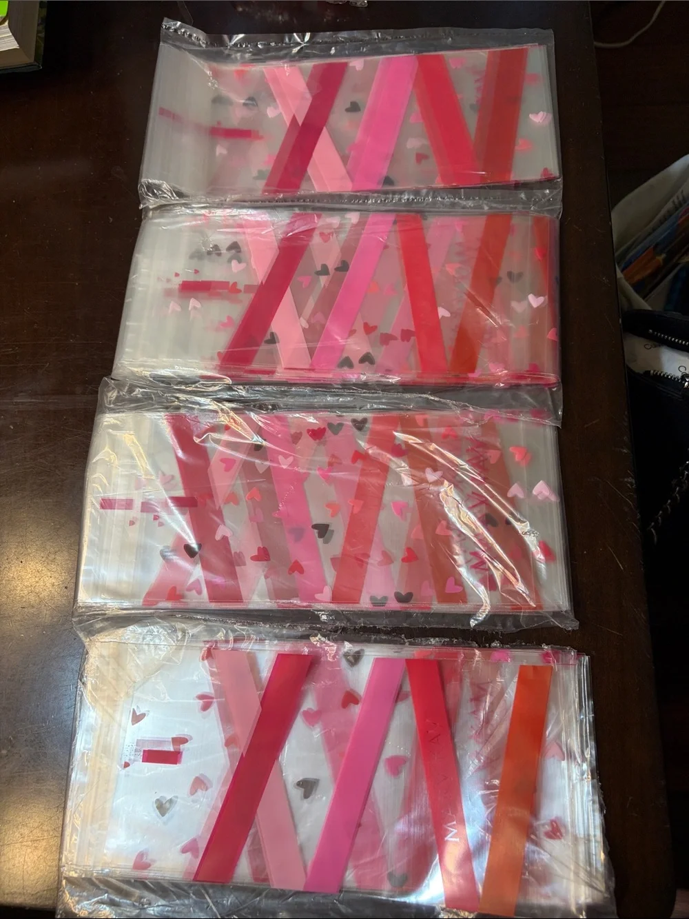 Mary Kay Heart Print Clear Bags - Pink & Red LOT OF 4 packages